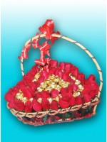 4 Dozen Roses Heart Basket With Frerro 